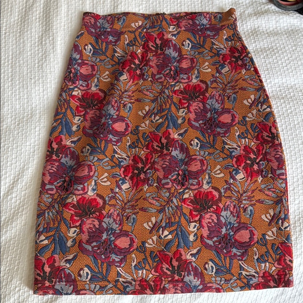 Anthropologie Red and Orange Knee-Length Pencil Skirt for Casual Wear